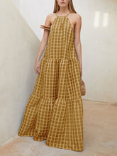 Load image into Gallery viewer, Bohemian Vacation Beach Check Maxi Dress