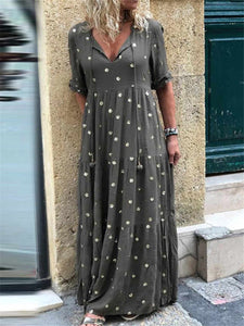 Bohemian Vintage Elegant Polka Dot Maxi Dress