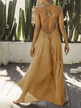 Load image into Gallery viewer, Casual Solid Holiday Pleated Backless Maxi Dress