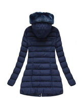 Load image into Gallery viewer, Long Slim Blue Hooded Coat