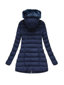 Long Slim Blue Hooded Coat