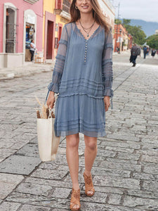 Loose Solid Color Casual Dress