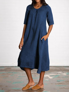 Cotton and Linen Casual Long Dress