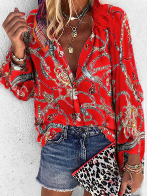 Vintage Bohemian Loose Casual Floral Shirt Top