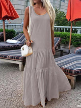 Load image into Gallery viewer, Sleeveless Pleated Ankle-Length Plain Pullover Dress