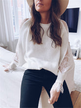 Load image into Gallery viewer, Lace Sleeve Pullover Sweater Top