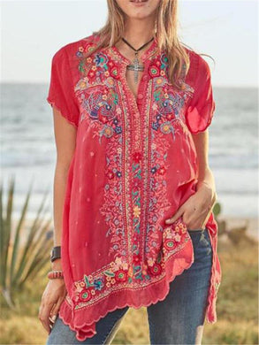 Bohemian Retro Casual Loose Floral Top