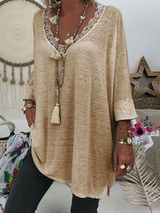 Lace Trim Casual T-Shirt