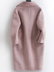 Long Woolen Solid Color Warm Coat