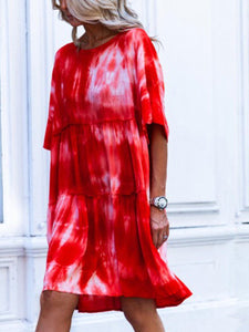 Mid Sleeve Printed Loose Dress