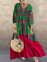 Load image into Gallery viewer, Round Neck Print and Three Quarter Sleeve Dress