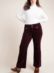 Plus Size High-Rise Bootcut Corduroy Pants