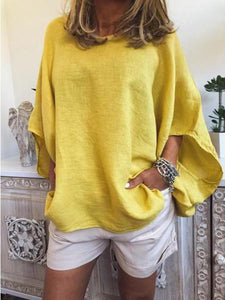 V-neck Solid Color Loose Women’s Blouses