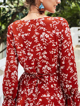 Load image into Gallery viewer, Long Sleeve V-neck Floral Dress