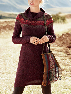 Casual Knitted Jacquard Dresses