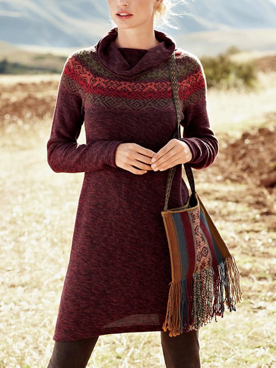 Casual Knitted Jacquard Dresses