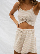 Load image into Gallery viewer, Striped Navel Vest Comfort Set