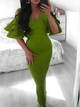 Load image into Gallery viewer, V-Neck Strapless Horn Long-Sleeved High Waist Slim Evening Dress