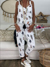 Load image into Gallery viewer, Feather-print Jumpsuit Jeans