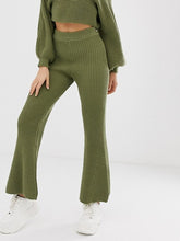 Load image into Gallery viewer, Fashion Casual Loose Lantern Sleeve Top Flare Pants Knitted Suit