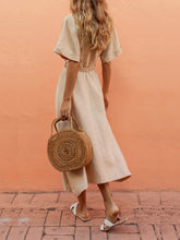 Load image into Gallery viewer, V-Neck Belt Cotton and Linen Comfort Casual Dress
