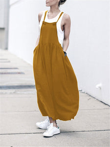 Simple Casual Loose Sling Pocket Dress