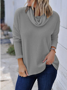 Solid Color Long Sleeve Knit Turtleneck T-Shirt