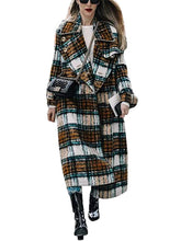 Load image into Gallery viewer, Fashionable Autumn And Winter British Style Lapel Check Grain Temperament Long-Sleeved Coat