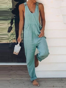 Color Sleeveless Overall Jumpsuit