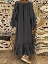 Load image into Gallery viewer, Long Sleeve Ruffled Cotton and Linen Dress