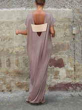 Load image into Gallery viewer, Backless Short Sleeve Caftan Maxi Dress