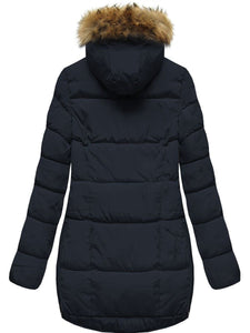 Fashion Solid Color Warm Hooded Coat