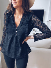 Load image into Gallery viewer, Sexy Deep V Long Sleeve Lace Shirt