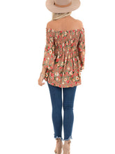 Load image into Gallery viewer, Floral Print Smocked Off The Shoulder Bell Sleeves Top