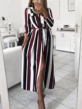 Load image into Gallery viewer, Striped Long Sleeve Strap Dress