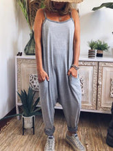 Load image into Gallery viewer, Strap Solid Color Striped Jumpsuit