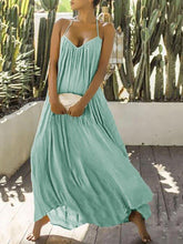 Load image into Gallery viewer, Casual Solid Holiday Pleated Backless Maxi Dress