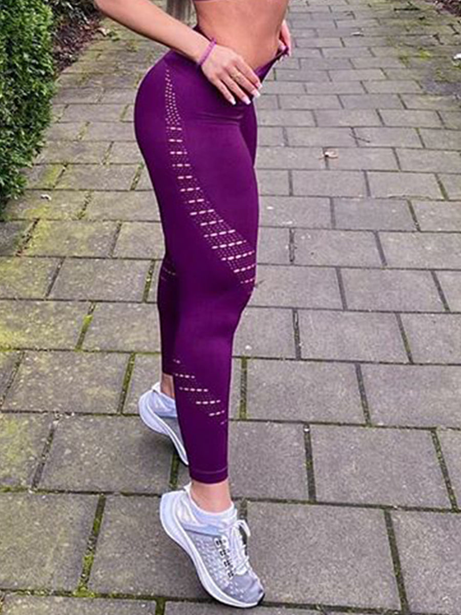 Fashion Hollow Stitching Tight Stretch Fitness Yoga Pants