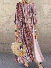 Load image into Gallery viewer, Fashion Casual Printed Stitching Round Neck Maxi Dresses