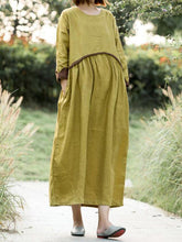 Load image into Gallery viewer, Loose Casual Round Neck Cotton and Linen Solid Color Pregnant Women Dress