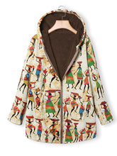 Load image into Gallery viewer, Printed and Velvet Loose Cotton And Linen Pocket Jacket