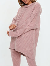 Load image into Gallery viewer, Long Sleeve Hooded Knit Solid Two-piece Suit