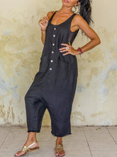 Load image into Gallery viewer, Black Plain Shift Casual jumpsuit V Neck One-Pieces