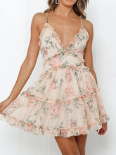 Load image into Gallery viewer, Sexy Backless V-Neck Sling Floral Casual Dress