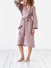 Load image into Gallery viewer, Linen Bath Robe In Various Dressing Gown Perfect Gift For Woman