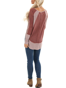 Waffle Knit Top With Long Sleeves