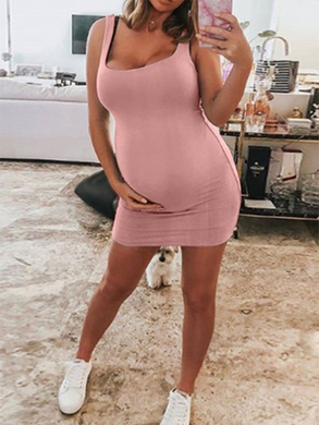 Solid Color Sexy Sleeveless Maternity Dress