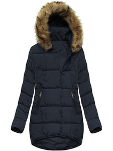 Fashion Solid Color Warm Hooded Coat