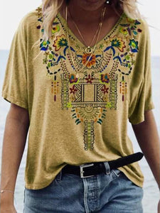 Women V-Neck Boho Summer Vintage Blouse