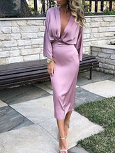 Load image into Gallery viewer, Sexy Deep V Lon Sleeve Slim  Evening Dresses